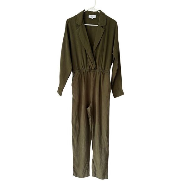 L’Academie Revolve Reed Jumpsuit M No Belt Olive Green - Picture 2 of 11